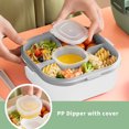 thumbnail image 2 of Wosthever Contenedor de almuerzo apilable, ensaladera con cubiertos, salsa de 4 compartimentos, a prueba de fugas, buen sellado, fiambrera para estudiantes Cocina y Comedor Blanco 1700ML Wosthever HA073026-03, 2 of 6