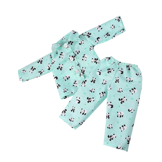 Ropa de muñeca de 18 pulgadas - Ropa de dormir con estampado de panda para trajes de muñeca American Doll Sunnimix Pijamas de muñeca