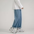 thumbnail image 4 of 2023 Spring New Straight Jeans For Men Korean Fashion Solid Color Classic Denim Men Trousers Basic Baggy Jeans For Women, 4 of 6
