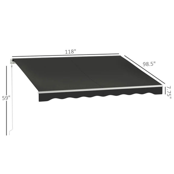 YYAo Patio Awnings Sun Shade Shelter, Patio Awnings, 10' x 8' Electric Awning, Retractable Awning with Remote Controller and Manual Crank Handle, Black