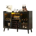 thumbnail image 3 of Wine Bar Cabinet with Led Light, Home Coffee Cabinet with Wine and Glass Rack, Kitchen Buffet Sideboard with Storage Shelves, Freestanding Liquor Cabinet for Living Room, Dining Room, Black, 3 of 8