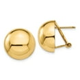 thumbnail image 1 of 14K Yellow Gold Omega Clip 16mm Half Ball Earrings, 1 of 2