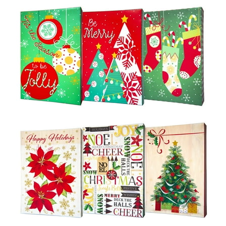 Lindy Bowman Medium Christmas Multi-color Cardstock Gift Boxes, (6 Count)