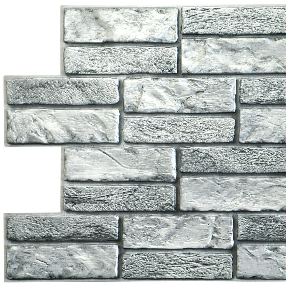 Grey Faux Old Brick, 3.1 ft x 1.6 ft, PVC 3D Wall Panel, Interior