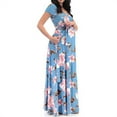 thumbnail image 2 of Dezsed Long Maternity Dresses Women Casual Plus Size Pregnancy Dress V-neck Short-sleeved Belt Printed Maxi Maternity Dress For Women, 2 of 6