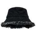 thumbnail image 3 of HNMKIU Distressed Denim Unisex Fisherman Hat for Outdoor Travel and Street Fashion Sun Black,M, 3 of 3