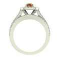 thumbnail image 3 of Champagne Diamond Wedding Ring Set Round Cut Diamond Cushion Halo Rings Split Shank 14K White Gold 1.25 Carat (F,VS1), 3 of 5