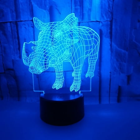 

3D LED Optical Illusion Acrylic Night Light with Remote & Smart Touch 7 Colors Changing（boar）