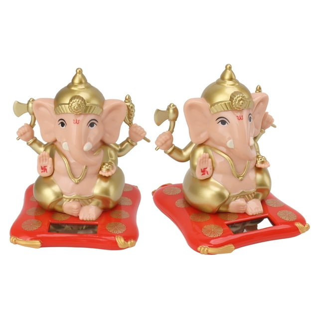 Escultura de Estatua de Ganesh con Energía Solar para Decoración de Salpicadero de Coche Templo Estatua de Elefante hindú Esculturas de Buda Figura de ídolo de Ganesha ANGGREK Otros
