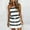 Black, variant on Spring Women Dresses Women Casual V-Neck Short Sleeve Bandage Stripe Printing Loose Dress