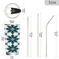 thumbnail image 3 of 20oz Stainless Steel Tumbler with Straw, Double Wall Insulated Travel Tumbler Dark Green Geometric Flowers, 3 of 8