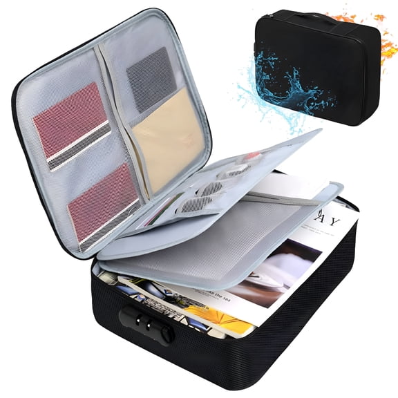 GASTROPOD Fireproof Document Bag with Lock,Large Capacity Waterproof File Storage Case,Safe Box Document Organizer Bag for Travel Business Home Use