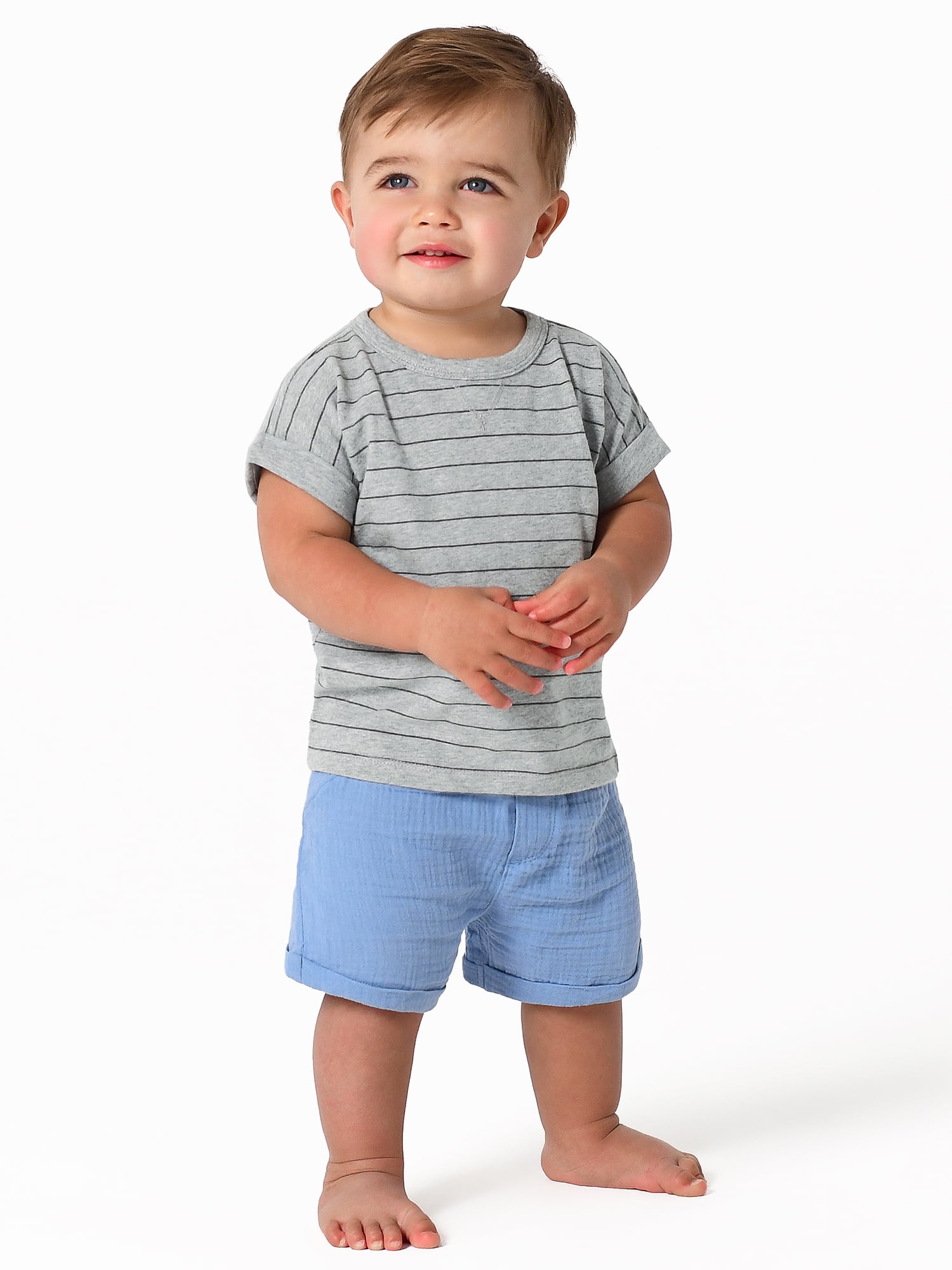 Modern Moments by Gerber Baby Boys Short Sleeve Tee and Gauze Shorts Outfit Set, 2-Piece, Sizes 0/3M-24M