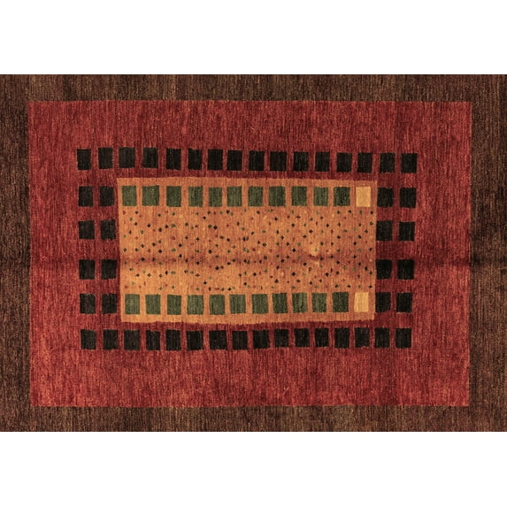 Ahgly Company Indoor Rectangle Oriental Brown Modern Area Rugs, 2' x 5'