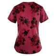thumbnail image 3 of LHVUOA Women's Working Uniform Nursing Uniform Scrubs Top Floral Print Scrub Tops Short Sleeve V-neck Blouse Tee with Pockets, 3 of 3