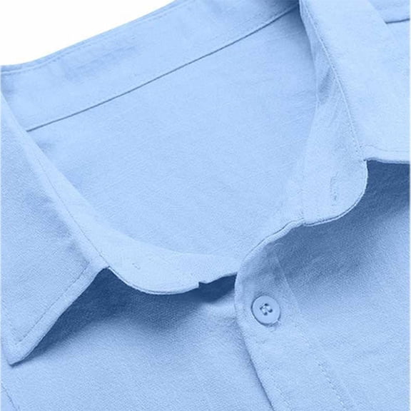 Gubotare Button Up Shirt Men Temperament Pocket Buckle Lapel Long Sleeve Shirt (Light Blue, XL)