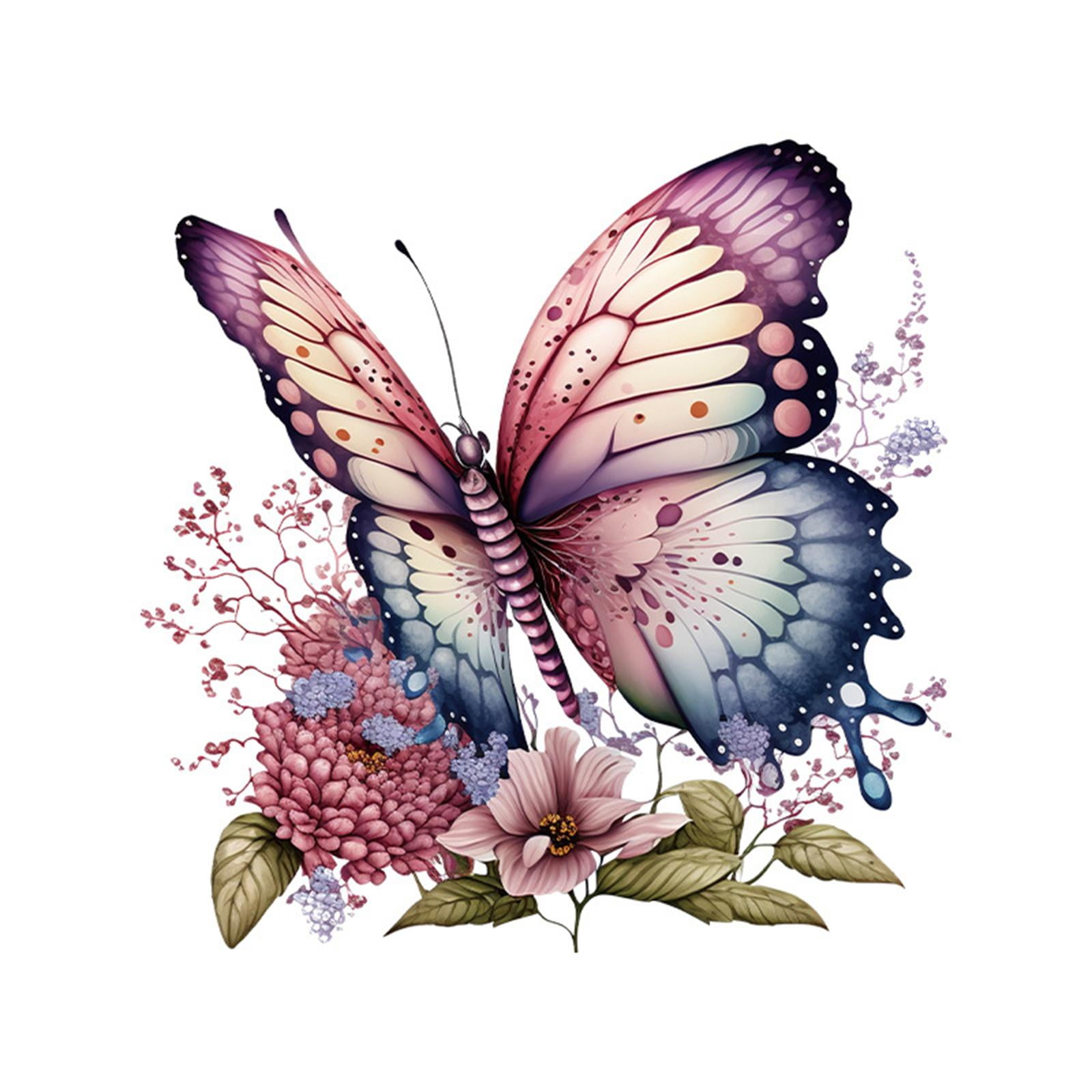 Shangren 2xFlowers Butterfly Wall Decals Floral Wall