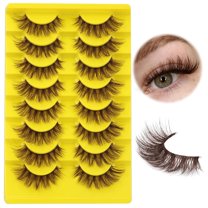 False Eyelashes Fairy Cat Eye Lashes Mink Fox Eye Lashes Wispy Dramatic Eyelashes 20mm Fake Lashes 7 Pairs Pack