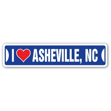 I LOVE ASHEVILLE, NORTH CAROLINA Street Sign nc city state us wall road décor