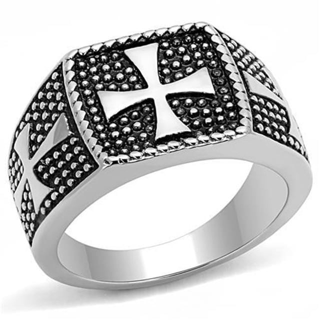 Alamode TK3045-9 Men High Polished Stainless Steel Ring with Epoxy in Jet - Size 9
