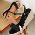 thumbnail image 4 of Dakaela Women's Espadrille Wedge Sandals Ankle Strap Platform Open Toe Dressy Summer Shoes 2.95 Inch Comfortable High Heeled Slip on Sandal Black 6, 4 of 8