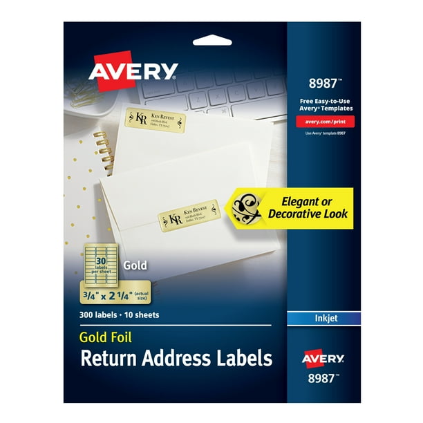 Avery Foil Mailing Labels, Gold, 3/4