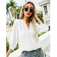 thumbnail image 5 of ZHENWEI Women's 3/4 Sleeve Henley V-Neck Button up Pleated Back Blouses Swiss Dot Blouse Tops Shirts, 5 of 7