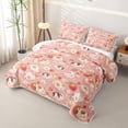 thumbnail image 3 of Erosebridal Cute Guinea Pig Animal Twin Quilt Set for Girls, Strawberry Daisy Flower Twin Coverlet Set, 2 Pieces, 3 of 7