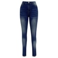 thumbnail image 1 of Gibobby Jeans dama cintura alta Pantalones de vaqueros ajustados con piernas largas y mariposas, flores pegajosas, cuentas tachonadas, divididos(Azul oscuro,M), 1 of 4