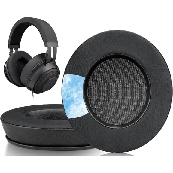 SOULWIT Cooling-Gel Ear Pads Cushions Replacement, for Razer Kraken 2019/Tournament Edition/Ultimate/Kitty, Earpads for Nari/Essential/Ultimate, Kraken X/V3 X Headset - Matte Black
