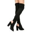 thumbnail image 3 of Women Faux Suede Over The Knee Peep Toe Lace Up Block Heel Boot HG10, 3 of 3