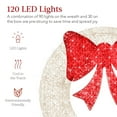 thumbnail image 3 of Best Choice Products 36in Pre-Lit Outdoor Christmas Wreath, LED Metal Holiday Decor w/ 120 Lights, Bow - White/Red, 3 of 7