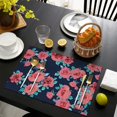 thumbnail image 3 of Pioneer Flower Floral Print Pattern Summer Placemats Table Placemats Set Of 6-Linen Kitchen Washable Placemats Table Mats 12x18 Inch Non-Slip Heat Resistant, 3 of 5