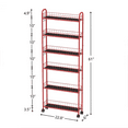 thumbnail image 7 of 6 Tier Rolling Slim Storage Cart Metal with 4 Lockable Wheels & Baskets Storage Shelf Cart for Kitchen Bathroom Laundry Small Space Office,Red, 7 of 7
