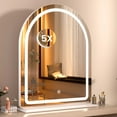 thumbnail image 4 of Swafrrt Arch Makeup Mirror with Lights, 30x38inch Vanity Mirror, Lighted Makeup Mirror, 3 Color Modes, Dimmable Light, HD 4MM Shatter Proof Mirror, 4 of 8