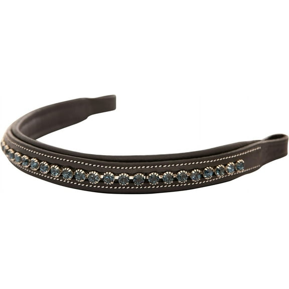 Exion Horse Browband For English Bridle | Soft Padded Equestrian Browband For Show & Dressage | Montana Blue Crystal Browband For Horses