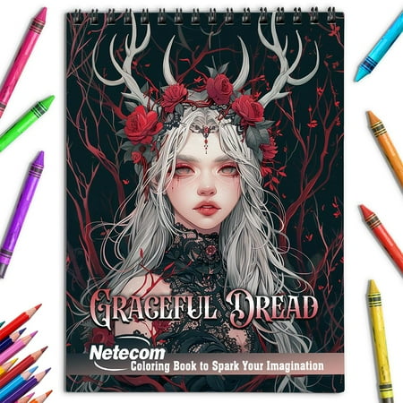 Netecom Graceful Dread Coloring Book for Adults Spiral Bound Soft Cover