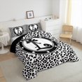 thumbnail image 3 of Feelyou Chic Monogrammed L Bedding Comforter Set, Wildlife Leopard Print Twin Comforter Sets, Modern Princess Black Bowknot Reversible Bedding Set, Luxury Bedroom Decor, 2-Piece, 3 of 8