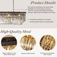 thumbnail image 4 of 12-Light Contemporary Matte Black Rectangular Crystal Chandelier for Dining Room, 4 of 8