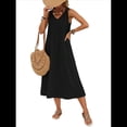 thumbnail image 3 of Vestidos para Mujer Verano Sin Mangas Cuello en V Algodón Playa Casual Vestido Negro M, 3 of 7