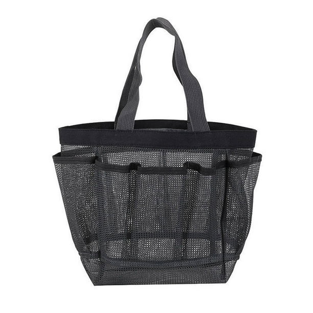 Jumpingount Bolsa de ducha de malla con 8 bolsillos de almacenamiento Asas dobles Organizador de maquillaje Bolsa de baño colgante Playa Colegio Envolturas para manijas de equipaje Gris