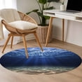 thumbnail image 4 of Round Rug 3.3Ft Washable Non-Slip, Navy Blue Ocean Waves Circle Area Rugs for Living Room Bedroom, Summer Beach Coastal Abstract Indoor Floor Mats Carpet Runner for Home Decor Aesthetic, 4 of 8