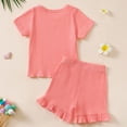 thumbnail image 2 of NOLDARES Toddler Girls Clothes 1T 2T 3T 4T 5T Summer Outfits Baby Kids Short Sleeve T-Shirt Tops & Shorts Sets(Red,3-4 Years), 2 of 4