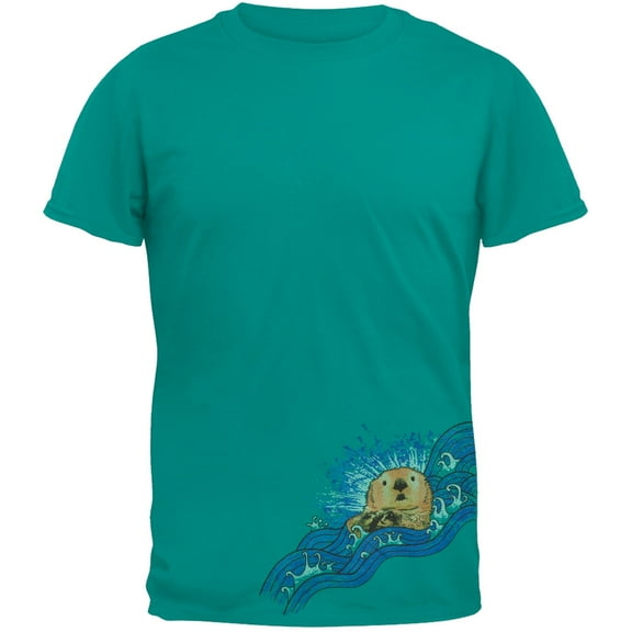 Sea Otter On Wave Adult T-Shirt - X-Large