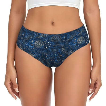 Womens Underwear - golden star blue starry sky No Show Seamless Underwear for Women  Soft Comfort Stretch Women s Panties  Hipster Ladies Panties Bikini Underwear Briefs