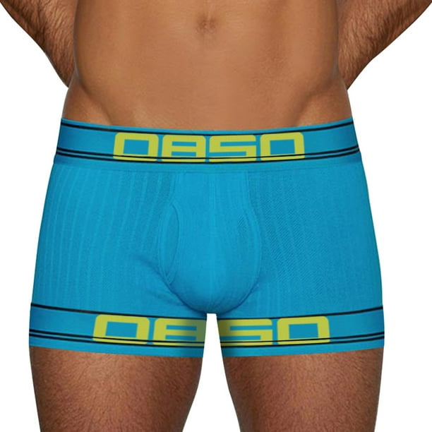 PEASKJP Men's Brief Boxer Briefs Underwear Flyless Anti-Chafing Moisture  Wicking,Blue L