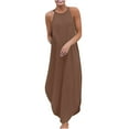 thumbnail image 1 of Robe pour Femmes Sexy Élégante Col Rond Couleur Unie Robe à Bretelles Queue d'Hirondelle, 1 of 6