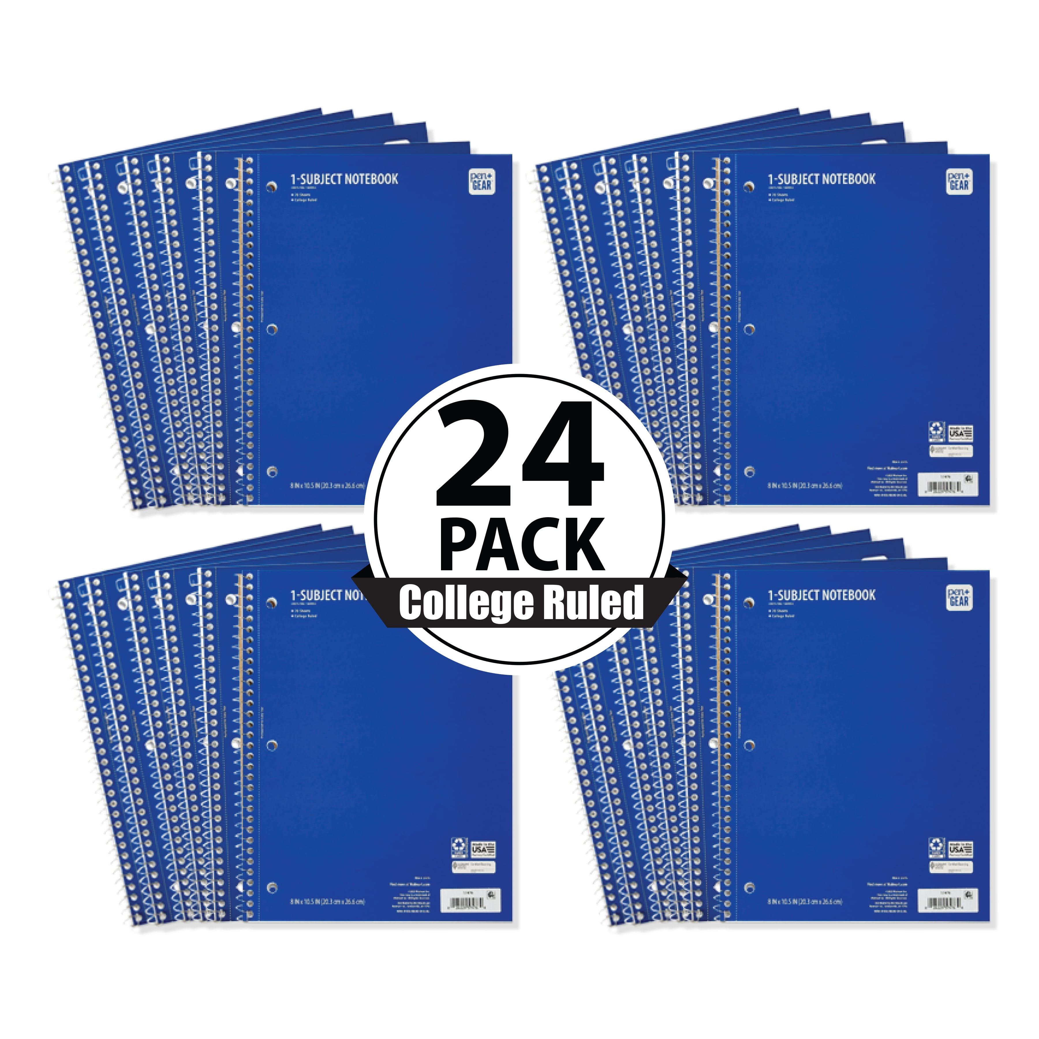 (10 pack) Pen+Gear College Rule Blue 1 Sub Notebook, 8"x10.5, 70 Sheets Each (24 Pack), New