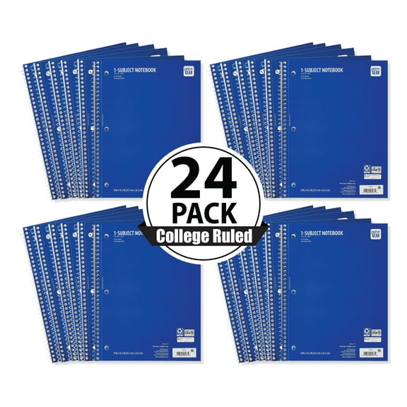 Pen+Gear College Rule Blue 1 Sub Notebook, 8"x10.5, 70 Sheets Each (24 Pack), New