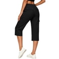 thumbnail image 2 of Guieoi Capri Pants for Women Plus Size with Pockets Work with Belt Loops (7/8 Length) Cropped Trousers Black XXXL, 2 of 8